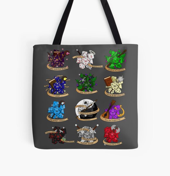 Dungeons and Dragons Class Dice Designs Version 1 All Over Print Tote Bag