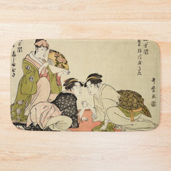 Item preview, Arm wrestling between two beauties by Kitagawa Utamaro, 1793 designed and sold by Vintage Wall Art.