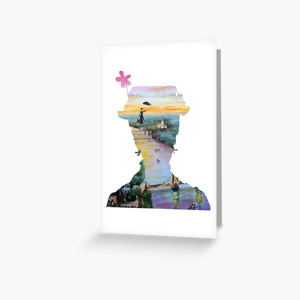 Mary Poppins flying above London Greeting Card