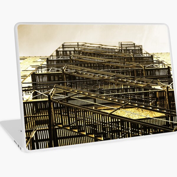 Exterior Fire Escape Stairs on Brick Building Laptop Skin