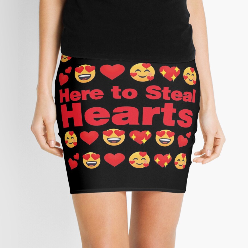 Here to Steal Hearts Emoji Lovely Valentines saying Mini Skirt