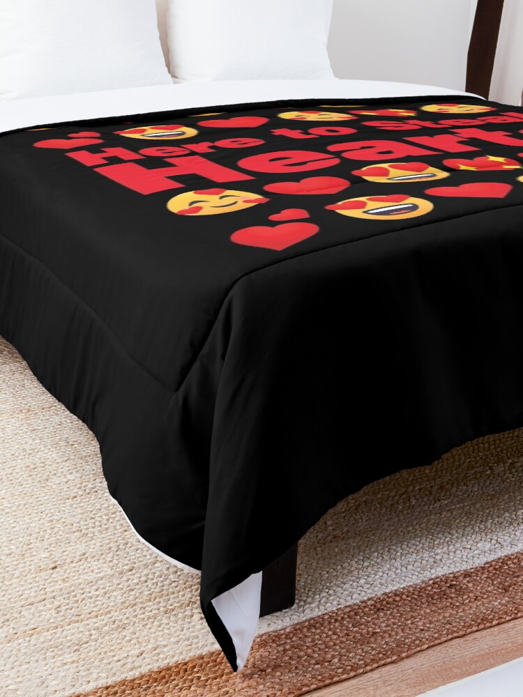 Alternate view of Here to Steal Hearts Emoji Lovely Valentines saying Comforter