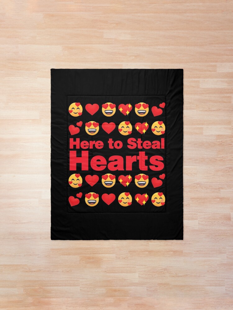 Alternate view of Here to Steal Hearts Emoji Lovely Valentines saying Comforter