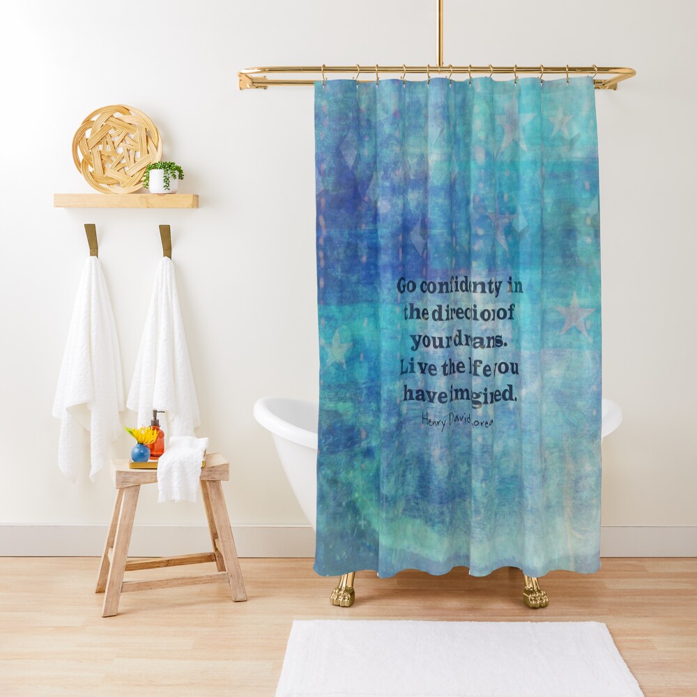 "Dream quote positive message, Henry David Thoreau " Shower Curtain for