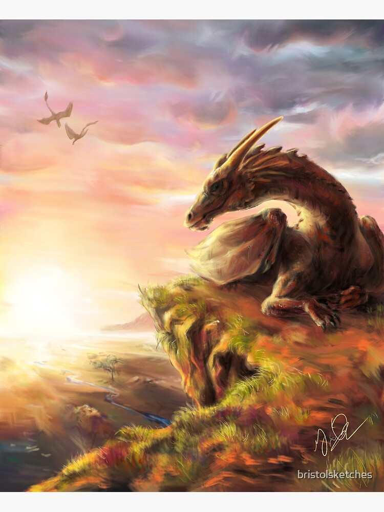 Thumbnail 3 of 3, Canvas Print, Dragon Sunrise designed and sold by bristolsketches.