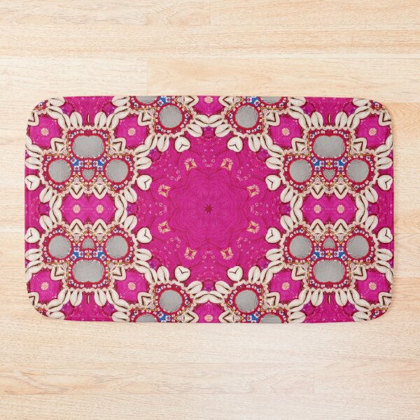 Item preview, hippie chic bohemian indian pattern seashells pink fuschia mandala designed and sold by LEILA ART SPACE.