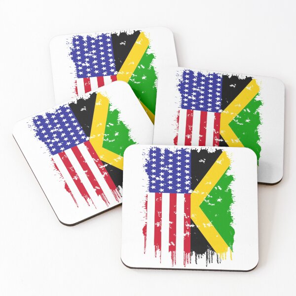 Item preview, Jamaica America Flag - Jamaican Roots American Grown USA designed and sold by DoctorBirdsInk.