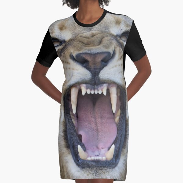 The Lions Mouth Opens Graphic T-Shirt Dress