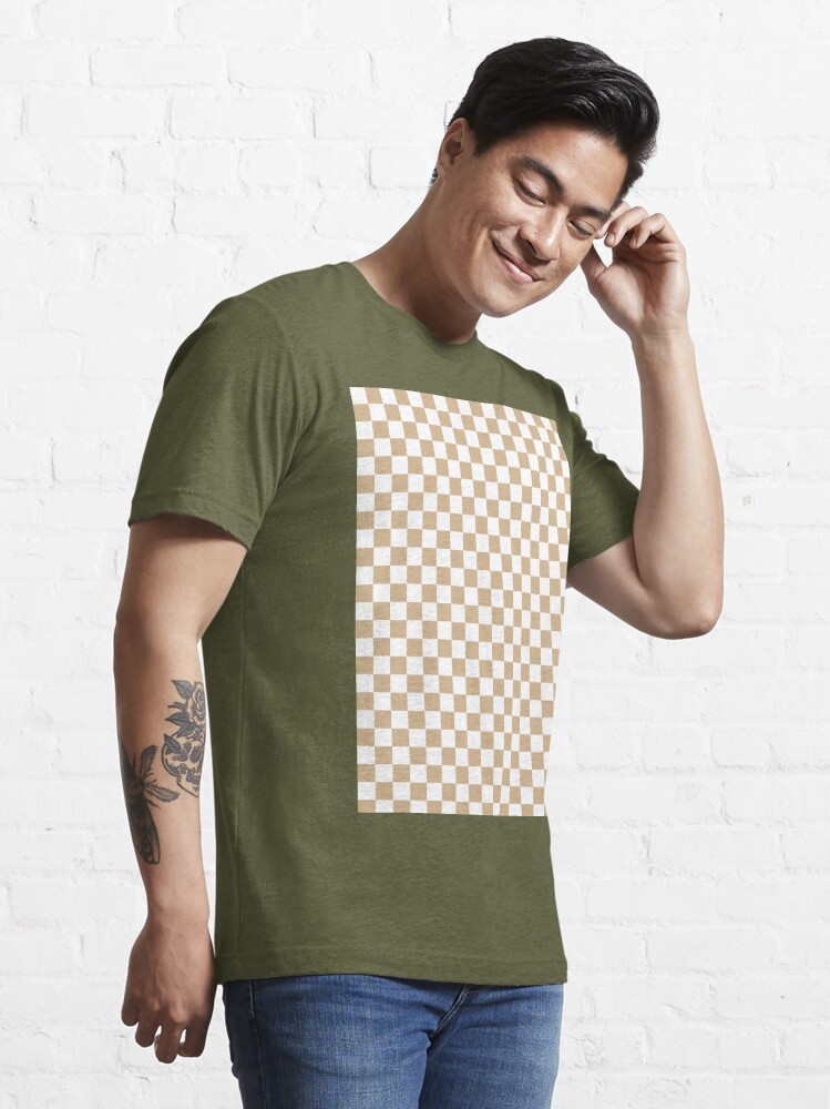 White and Tan Brown Checkerboard Essential T-Shirt for Sale by