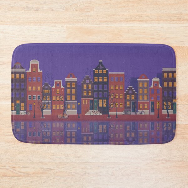 Item preview, Amsterdam houses on the canal. Urban illustration. Night designed and sold by Moolversin.