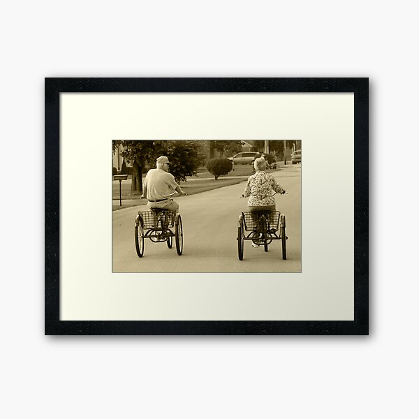 Mom and Dad Bike Riding Framed Art Print