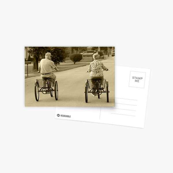 Mom and Dad Bike Riding Postcard