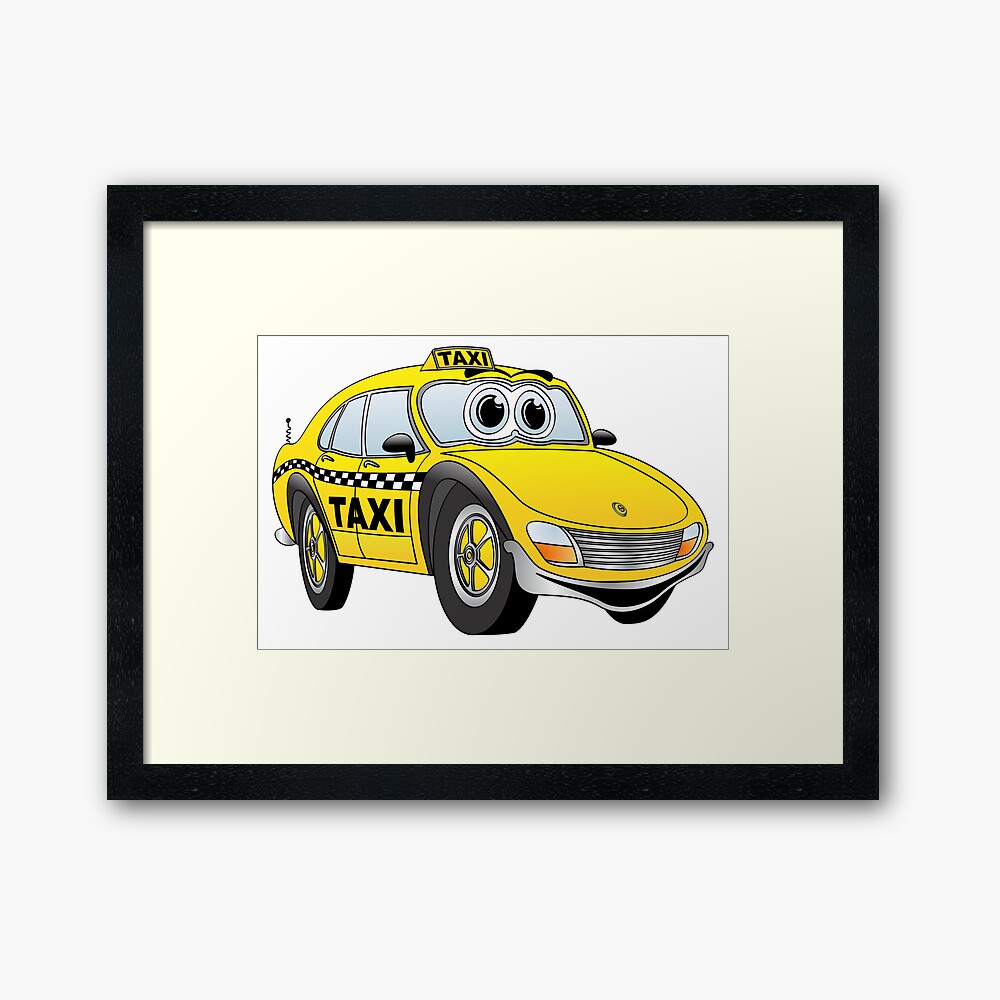 Taxi Cab Car Cartoon Metal Print By Graphxpro Redbubble