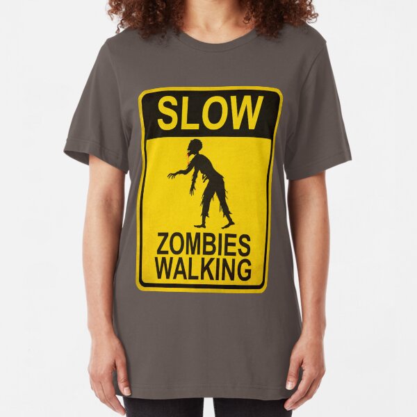 Slow Zombies Walking Slim Fit T-Shirt