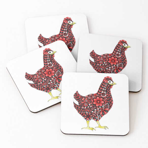 Item preview, Early Bird, Red black and white Chicken designed and sold by ArtfulSoules.