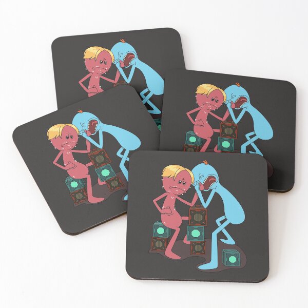 Red VS Blue Mr. Meeseeks Coasters (Set of 4)