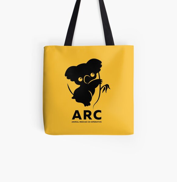 Katie the ARC Koala - we are working hard for you little one - in yellow All Over Print Tote Bag