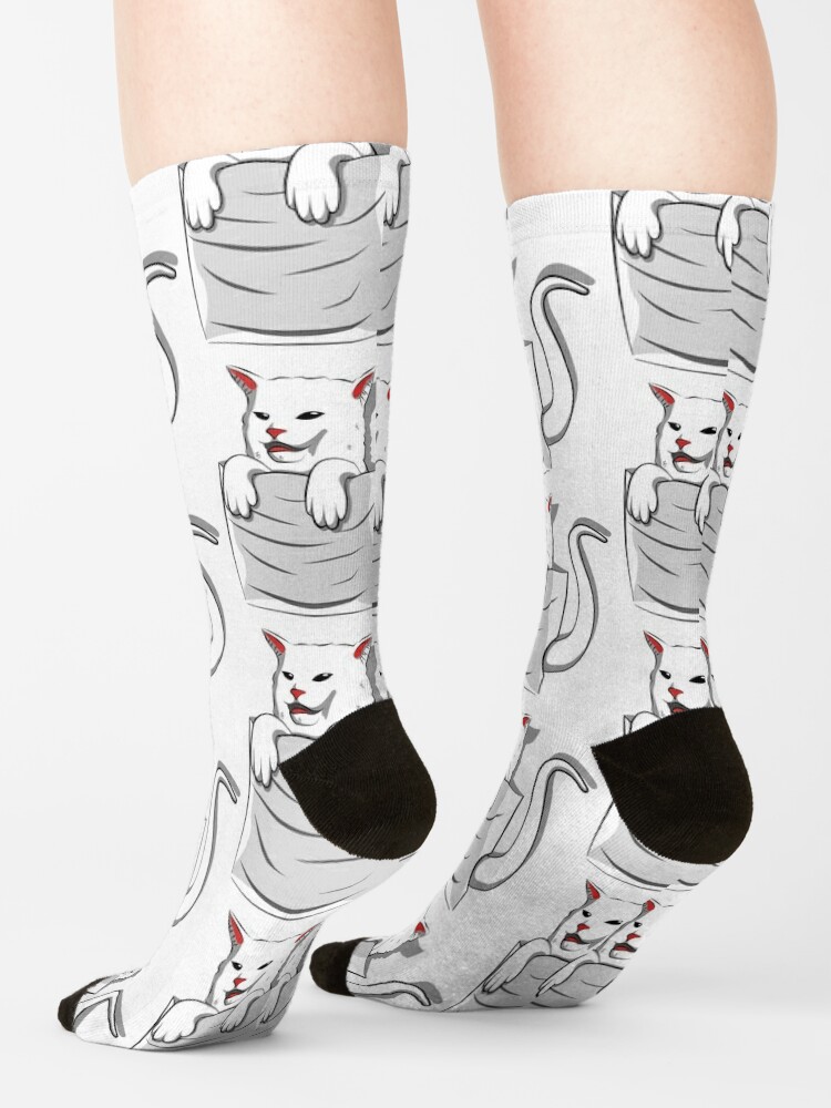 Smudge The Cat Hosiery, Table Cat Sock, Cat Meme Socks