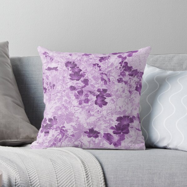 Vintage Style Mauve Flowers Throw Pillow