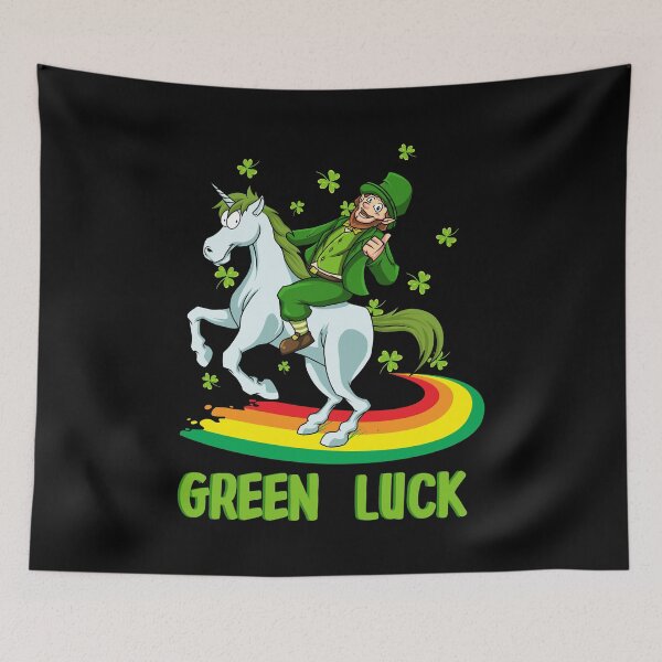 Item preview, Leprechaun Rides A Unicorn On A Rainbow designed and sold by anziehend.