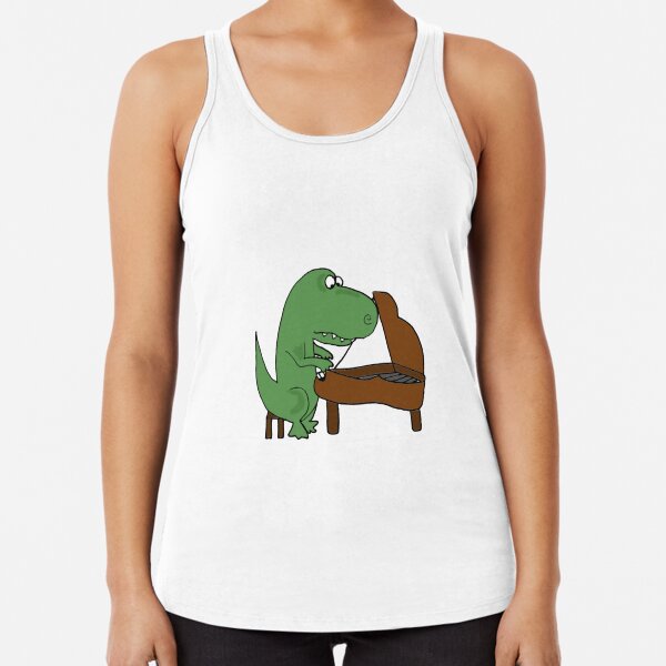 Fun Green T-Rex Dinosaur Playing Piano Tote Bag for Sale by naturesfancy