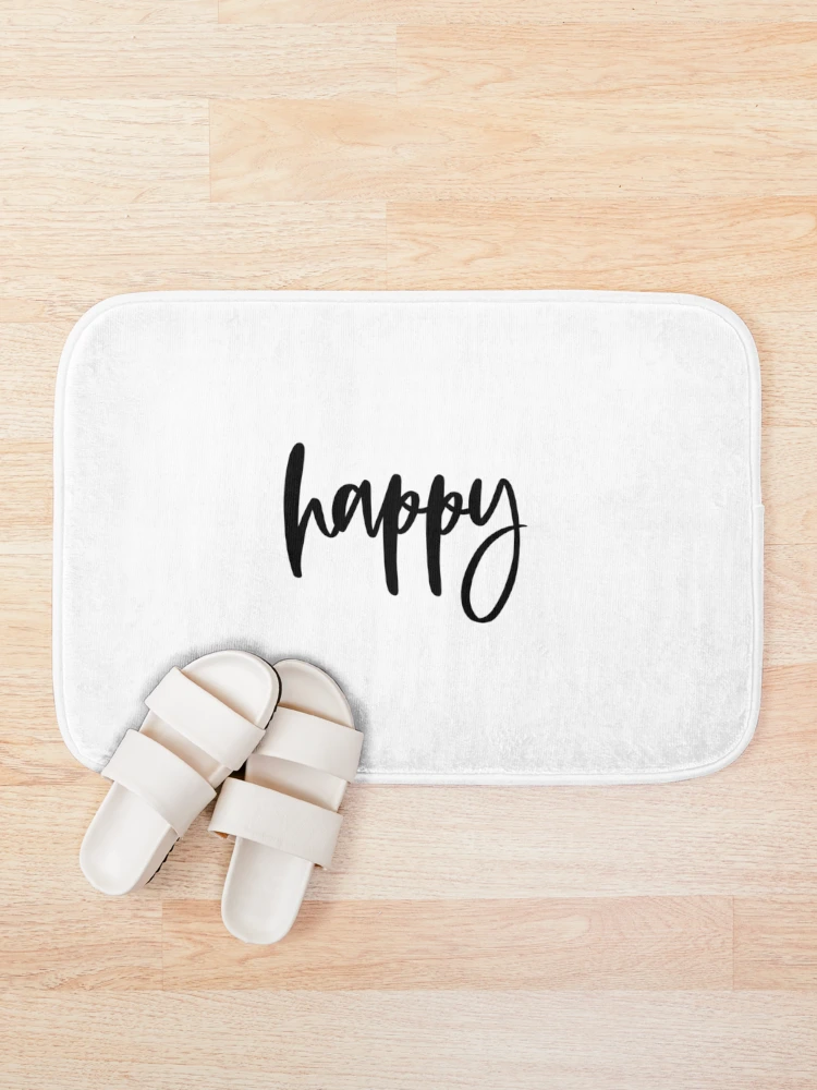 Thumbnail 1 of 6, Bath Mat, Happy Script Lettering designed and sold by kalisteananda.