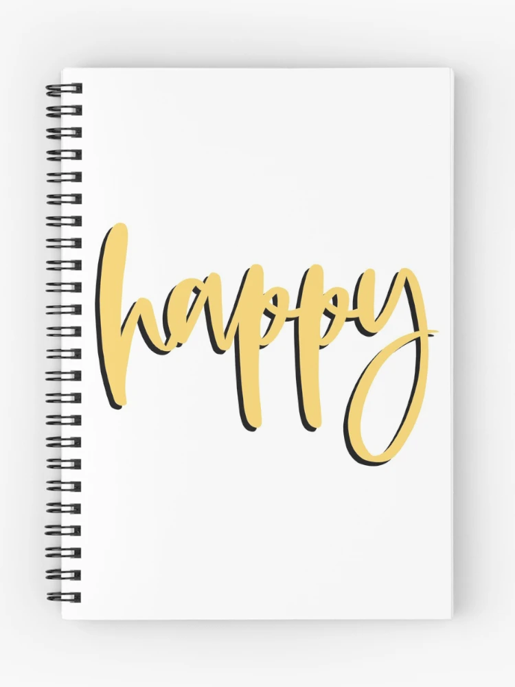 Thumbnail 1 of 3, Journal, Yellow Happy Script Lettering designed and sold by kalisteananda.