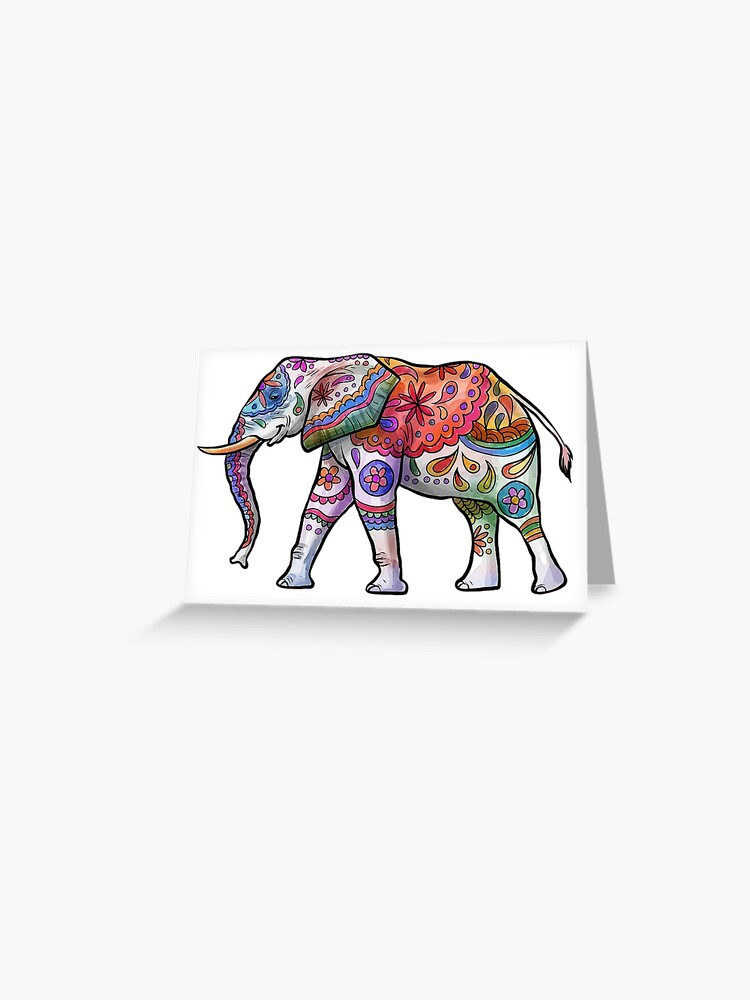 Carte de vœux for Sale avec l'œuvre « Éléphant abstrait coloré
