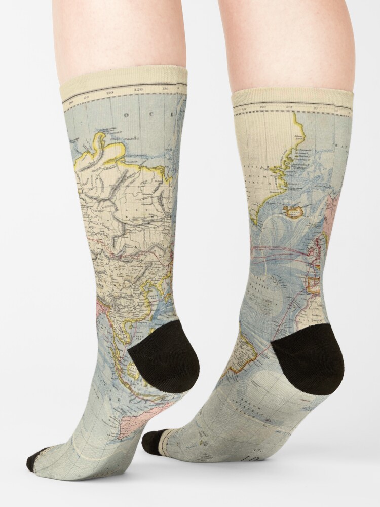 "Blue Vintage Historical World Map" Socks for Sale by easteuromaps