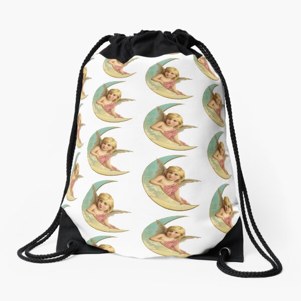Angel on the Moon Drawstring Bag