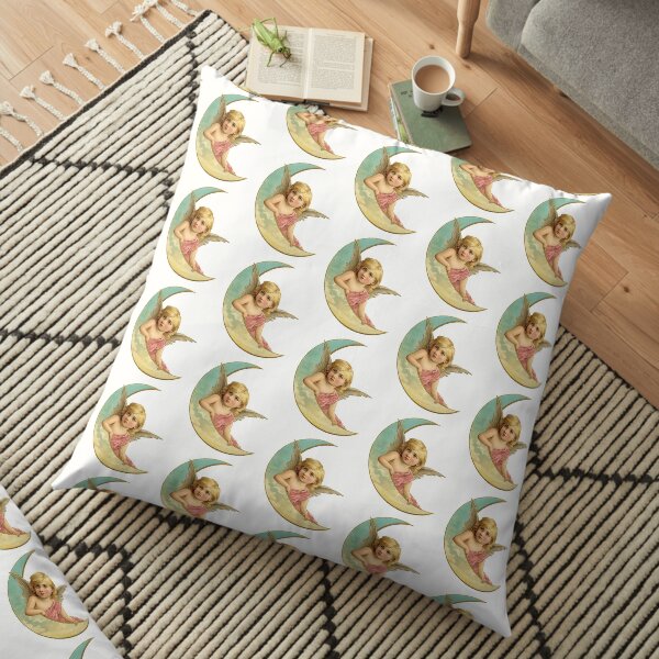 Angel on the Moon Floor Pillow