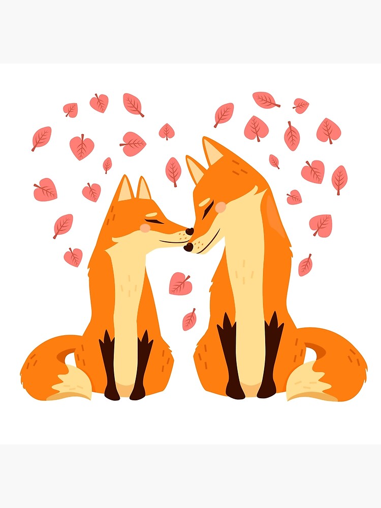 Cute Fox Couple Live Wallpaper: Sweet kissing duo in vector