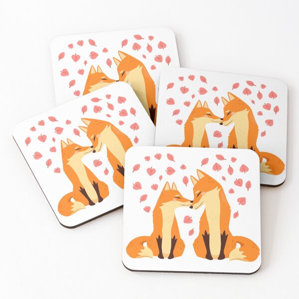 Item preview, cute foxes kissing print - fox love illustration designed and sold by Rydersgraphics.