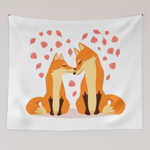 Item preview, cute foxes kissing print - fox love illustration designed and sold by Rydersgraphics.