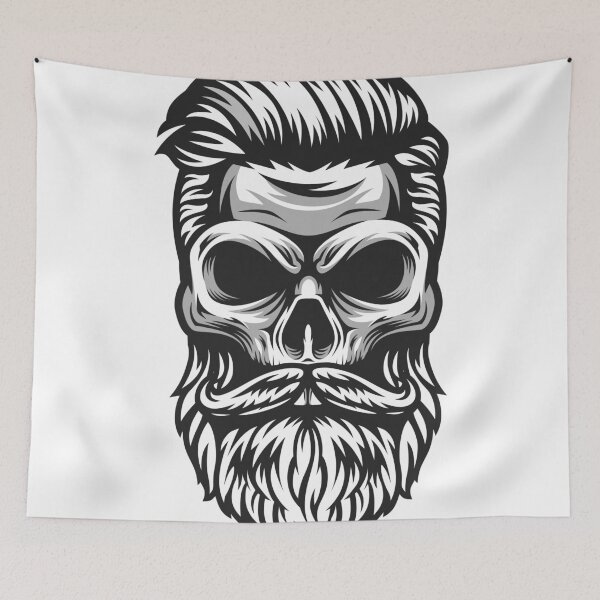 Item preview, hipster bearded skull gothic barber print designed and sold by Rydersgraphics.