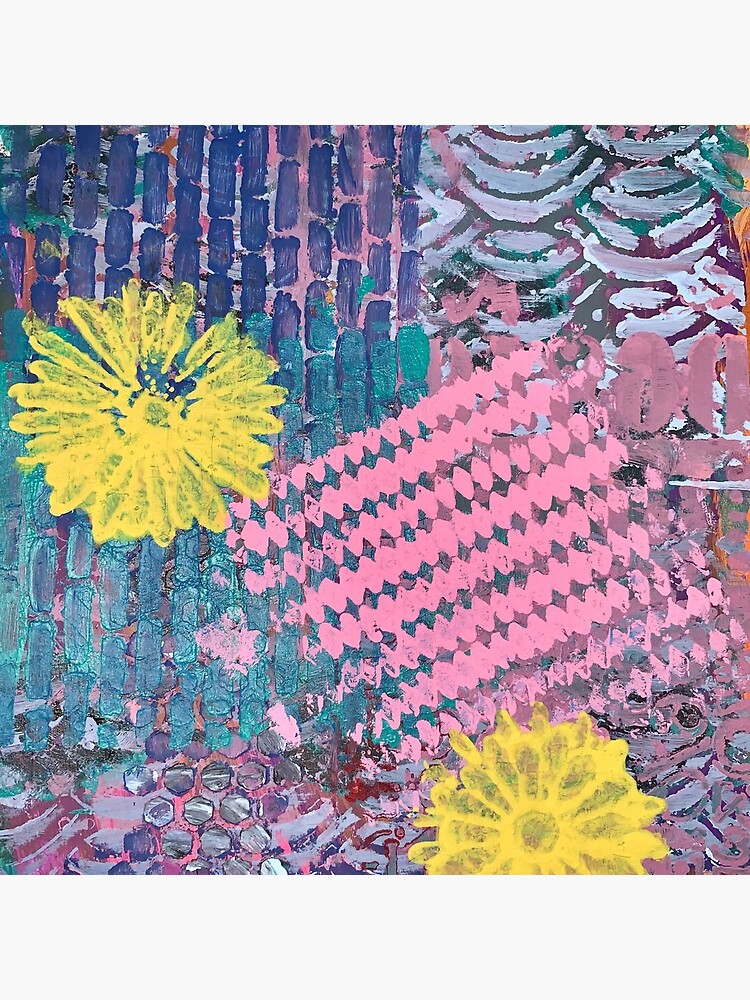 Yellow Flowers in Pink and Purple Fields by Margaretmilrose