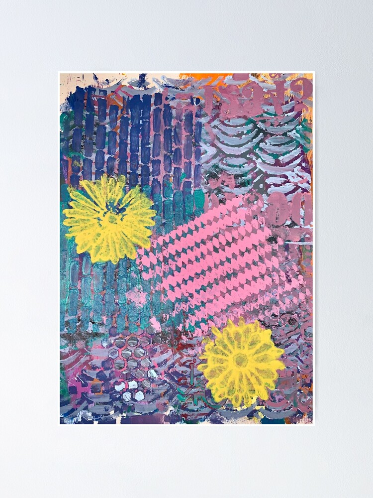 Alternate view of Yellow Flowers in Pink and Purple Fields Poster