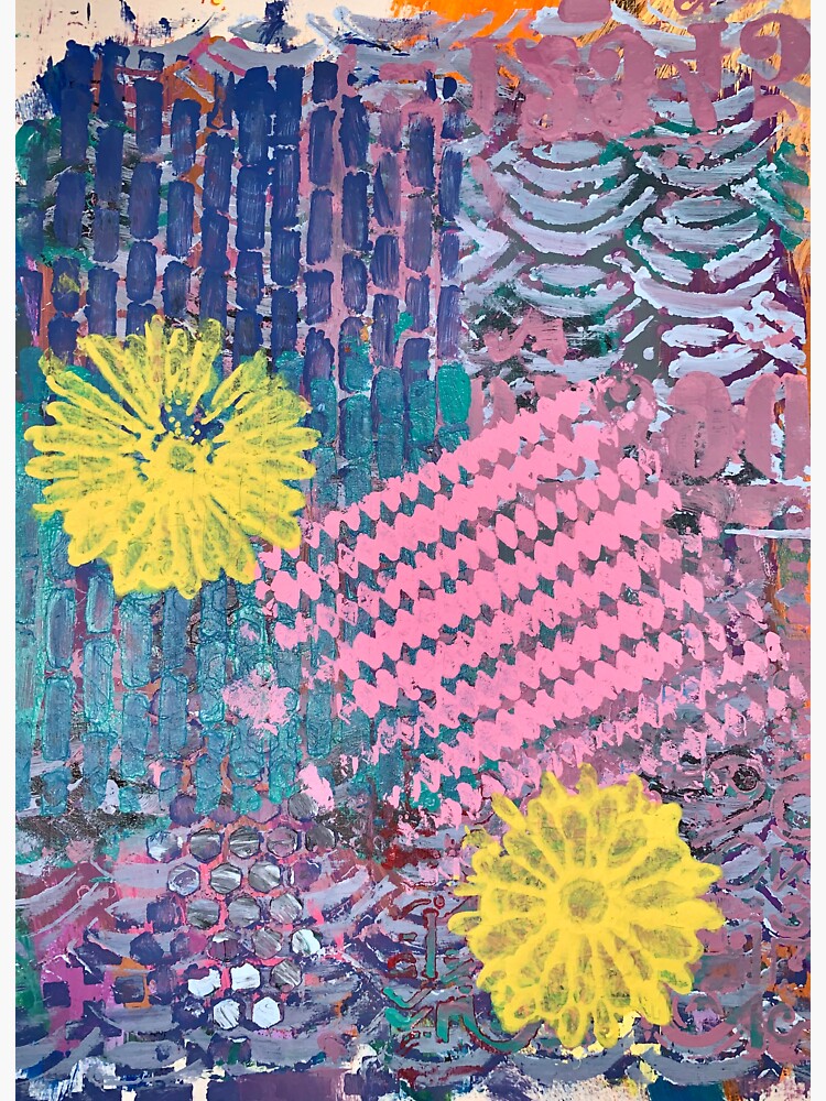 Yellow Flowers in Pink and Purple Fields by Margaretmilrose