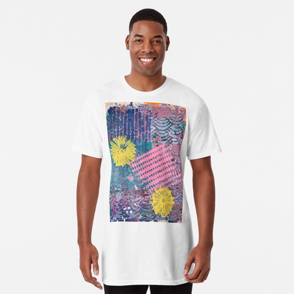 Yellow Flowers in Pink and Purple Fields Long T-Shirt