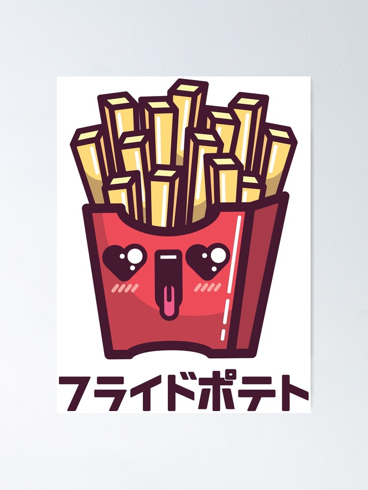 Póster «Ilustración linda de papas fritas kawaii - dibujos animados papas  fritas japonesas» de Rydersgraphics | Redbubble