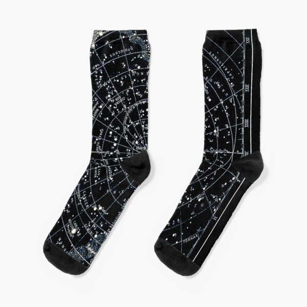 STAR CONSTELLATIONS : Vintage 1900 Galaxy Chart Map Socks