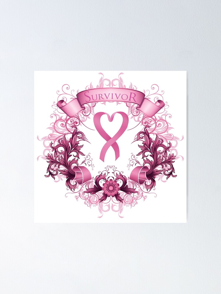 Survivor Heart with Ribbon, Breast Cancer Awareness