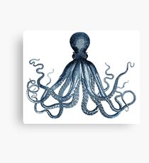 Vintage Octopus Art Print Blue ~ Kraken ~ Nautical ~ Retro ~ 0389 Canvas Print