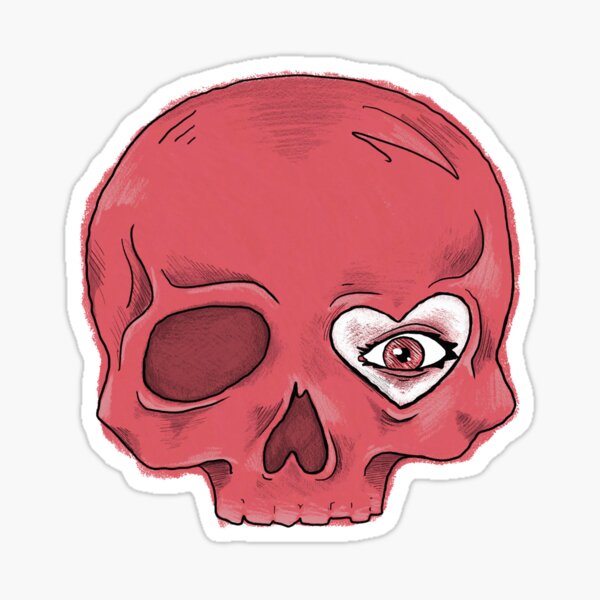 Skull and Heart Sticker