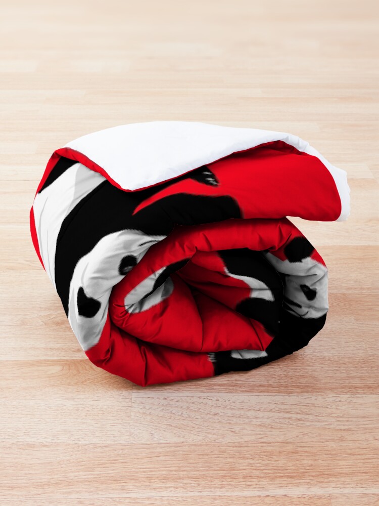 Alternate view of Pandas on a Red Background Comforter