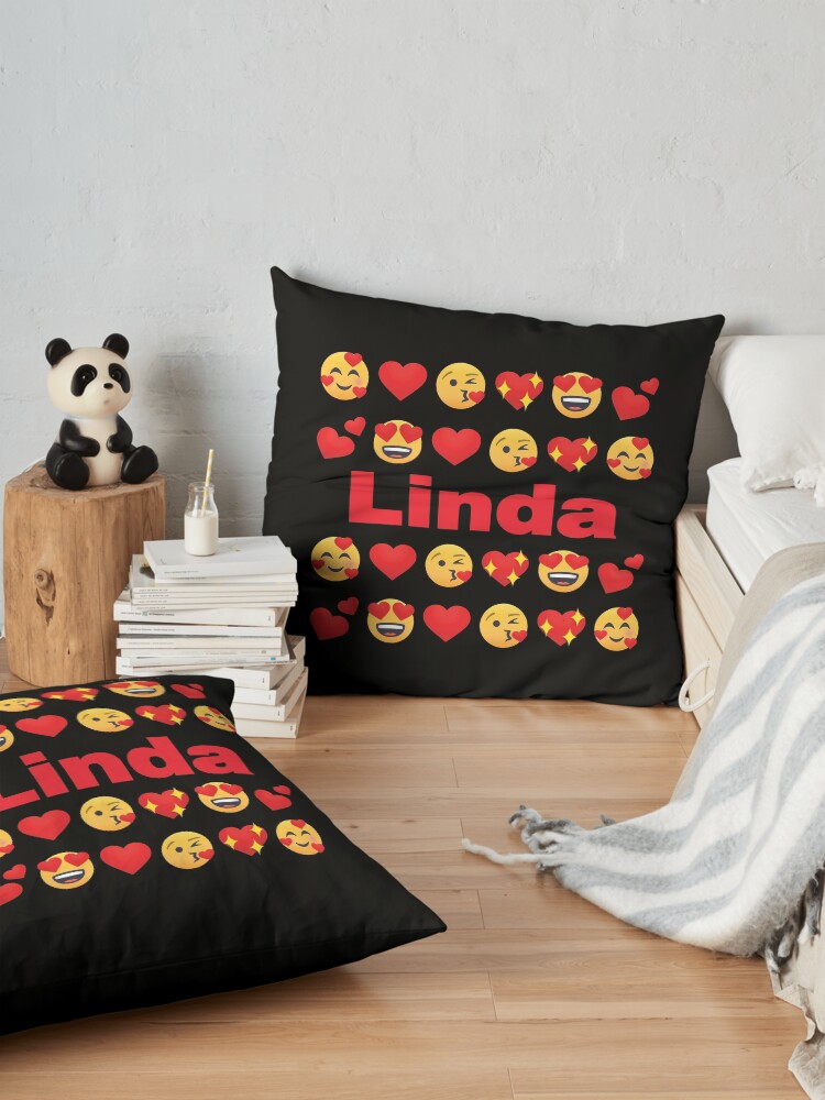 Alternate view of Linda Emoji My Love for Valentines day Floor Pillow