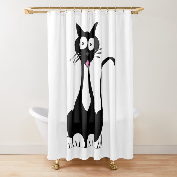 Black and White Cat Shower Curtain