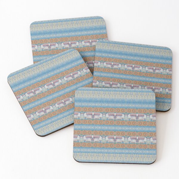 Item preview, Nordic Bohemian Pattern HIllside Huts designed and sold by WatersEdgeGal.