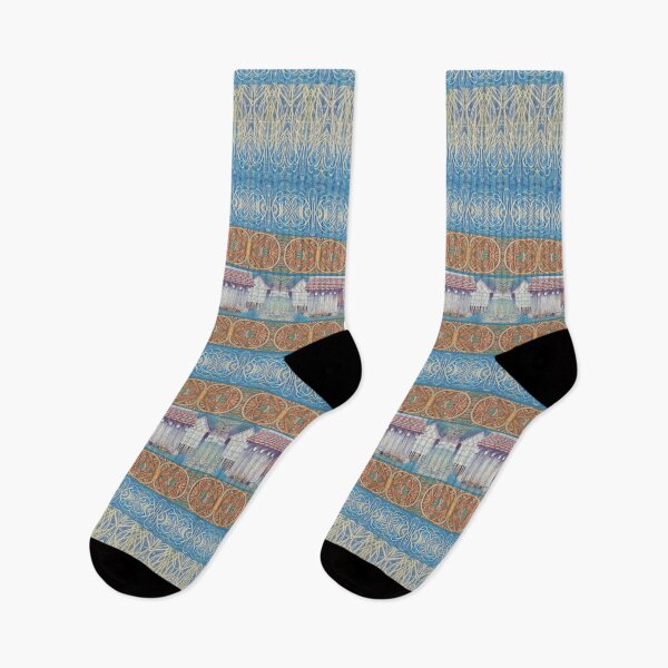 Item preview, Nordic Bohemian Pattern HIllside Huts designed and sold by WatersEdgeGal.