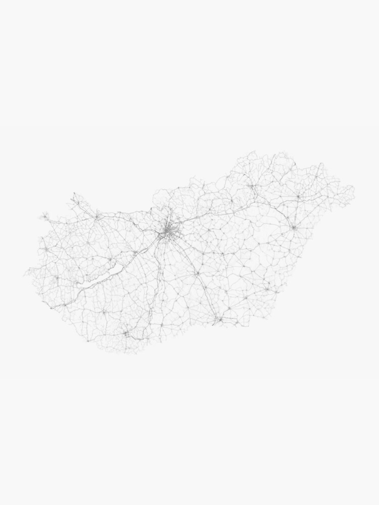 Roads of Hungary. (Black on white) by Graphical-Maps